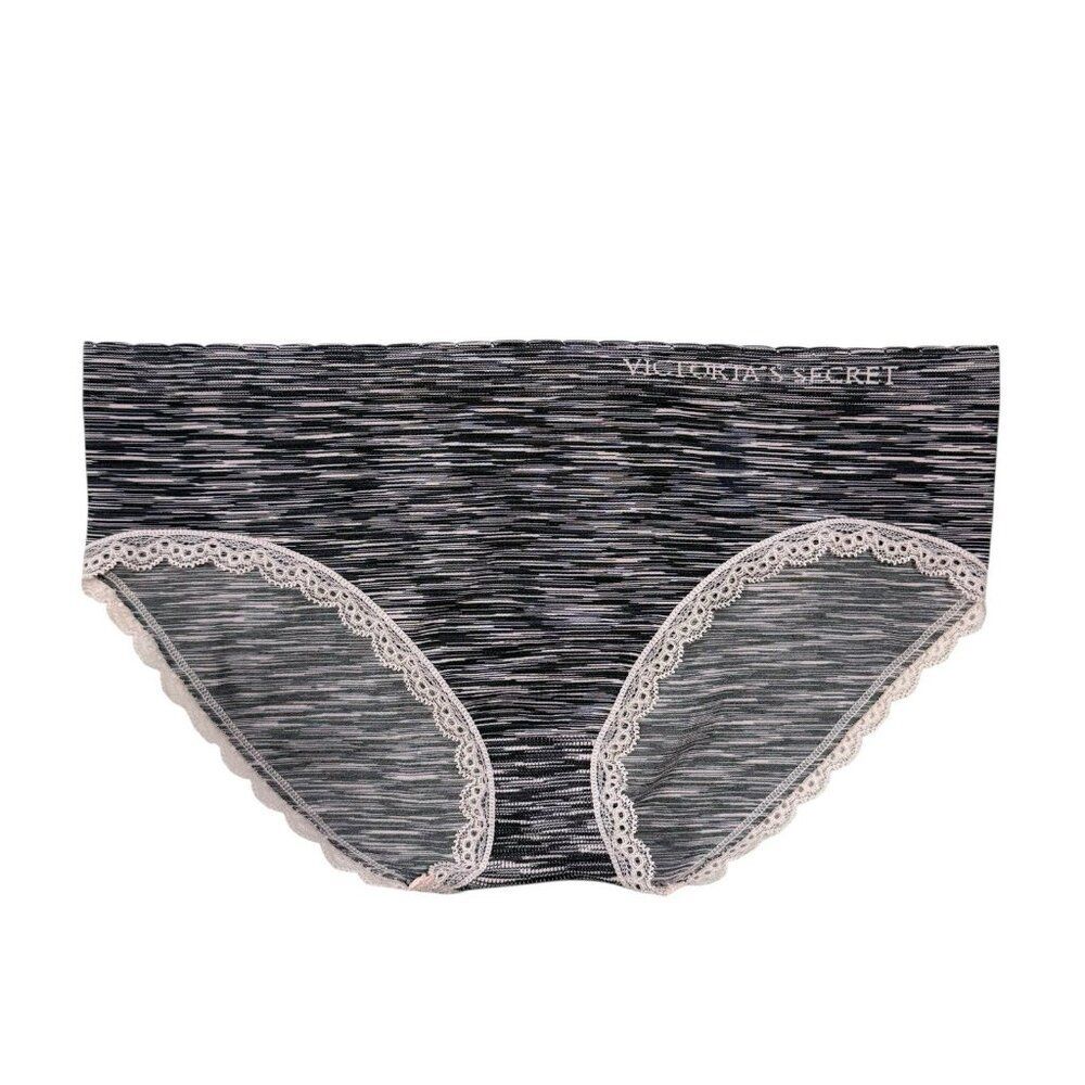 Victoria's Secret Hiphugger Panties Pink Black Seamless Lace Trim Medium Panty